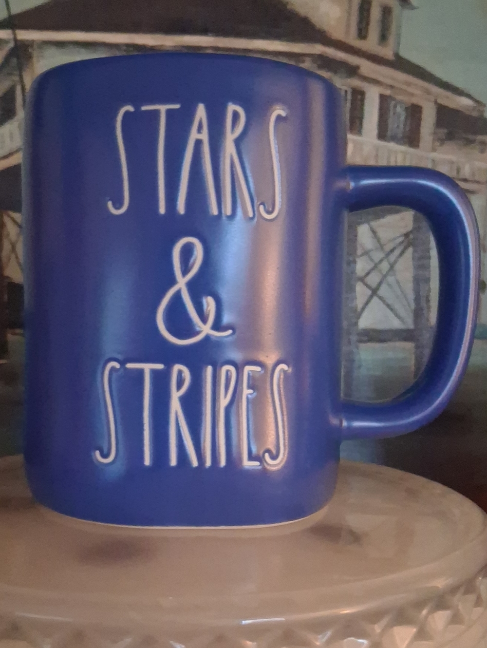 Rae Dunn Blue 'Stars & Stripes' Ceramic Mug